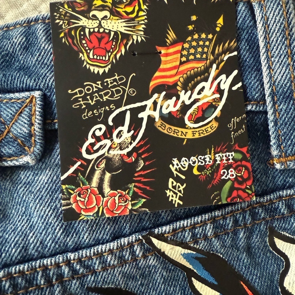 Ed Hardy Dark Blue Relaxed women’s Jeans - Picture 4 of 15